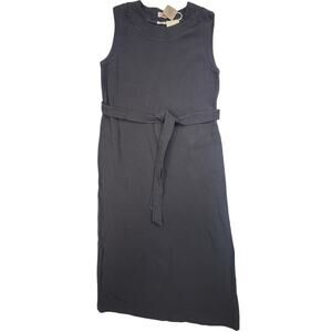 Faherty Organic Cotton Westport Tank Dress Washed Black Midi Belted Small